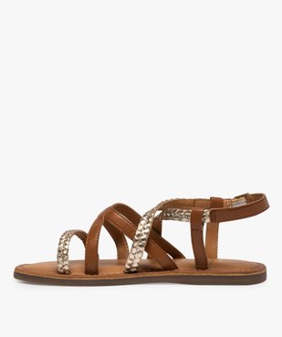 Sandales fille à brides en cuir tressées et métallisées vue3 - GEMO (ENFANT) - GEMO