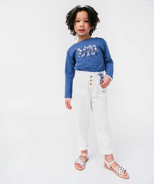 Pantalon fille en twill coupe carotte - LuluCastagnette vue6 - LULUCASTAGNETTE - GEMO