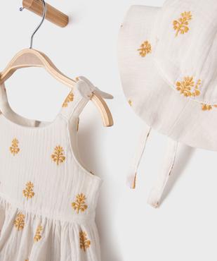 Ensemble 2 pièces robe + chapeau en gaze de coton bébé fille - LuluCastagnette vue2 - LULUCASTAGNETTE - GEMO