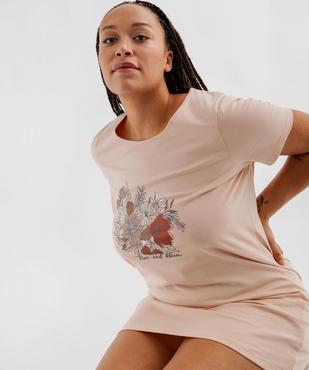 Chemise de nuit en jersey imprimé femme grande taille vue1 - GEMO 4G FEMME - GEMO