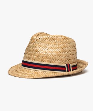 Chapeau homme en paille avec bande tricolore vue1 - GEMO (ACCESS) - GEMO
