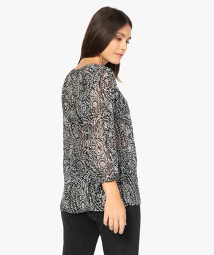 Blouse femme imprimée en voile à col rond vue3 - GEMO(FEMME PAP) - GEMO