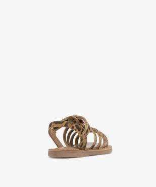 Sandales en cuir imprimé léopard avec bride scratch fille  vue4 - TANEO - GEMO