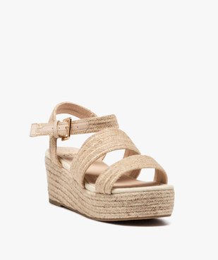Sandales femme à talon compensé et brides unies en jute vue2 - GEMO(URBAIN) - GEMO
