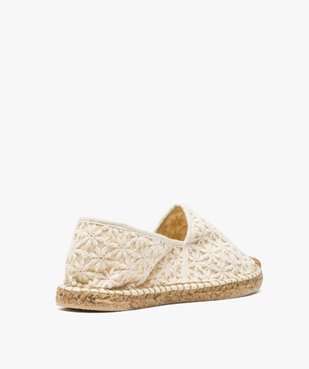 Espadrilles femme en toile brodée ton sur ton vue4 - GEMO (PLAGE) - GEMO