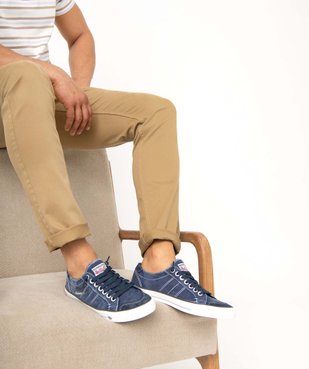 Baskets homme en toile denim unie à lacets - Dockers vue1 - DOCKERS BY GERL - GEMO