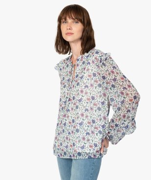 Blouse femme à motifs fleuris avec volants sur les manches vue1 - GEMO(FEMME PAP) - GEMO