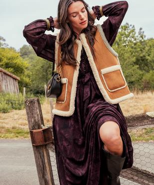 Veste sans manches en suédine et doublure sherpa femme vue6 - GEMO(FEMME PAP) - GEMO