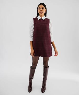 Robe chasuble courte sans manches en matière texturée femme vue2 - GEMO(FEMME PAP) - GEMO