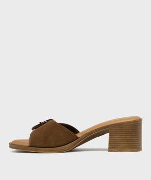 Mules à talon dessus cuir femme - Tanéo vue3 - TANEO - GEMO