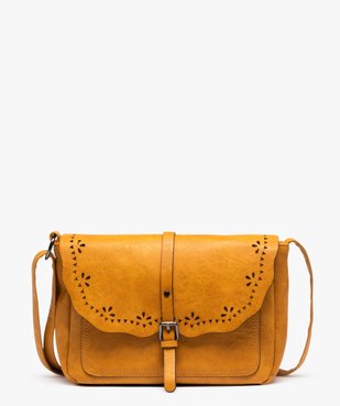 Sac besace femme uni souple à rabat ajouré vue1 - GEMO (ACCESS) - GEMO