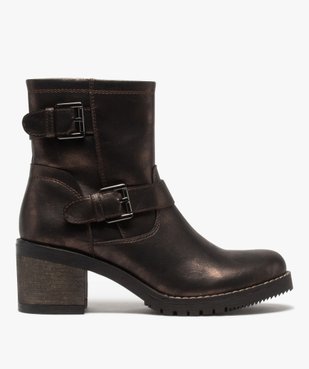 Boots femme métallisées à talon carré et semelle crantée vue1 - GEMO(URBAIN) - GEMO