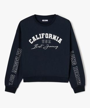 Sweat court avec inscriptions « Californie » fille vue1 - GEMO (JUNIOR) - GEMO