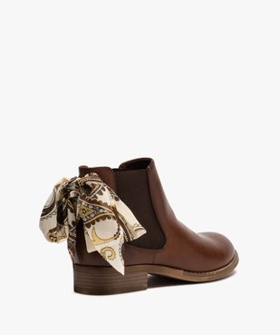 Boots femme style chelsea à talon plat et nœud foulard vue4 - GEMO (CASUAL) - GEMO
