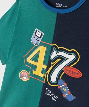 Tee-shirt manches courtes en jersey de coton multicolore et imprimé garçon vue2 - GEMO 4G GARCON - GEMO