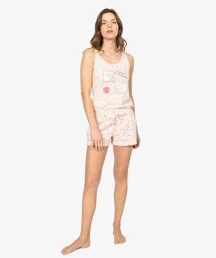 Short de pyjama femme imprimé à petits volants dans le bas motif chats all over vue5 - GEMO(HOMWR FEM) - GEMO
