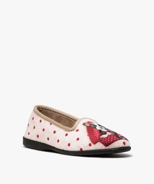 Chaussons femme slippers en velours imprimé bouledogue vue2 - GEMO(HOMWR FEM) - GEMO
