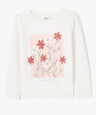 Tee-shirt à manches longues avec motif brodé fille vue2 - GEMO (ENFANT) - GEMO