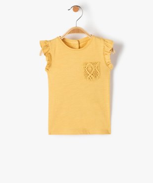 Tee-shirt bébé fille sans manches à volant et poche en crochet vue1 - GEMO(BEBE DEBT) - GEMO