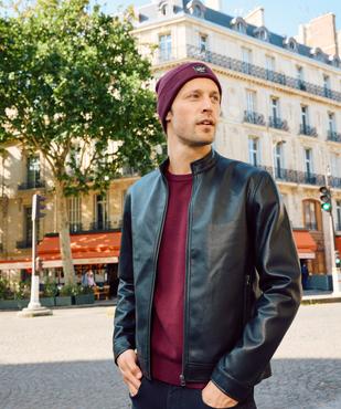 Blouson en cuir imitation fermeture zippée homme vue8 - GEMO (HOMME) - GEMO