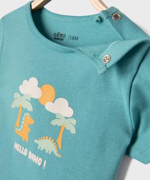 Pyjashort en coton imprimé dinosaures bébé garçon vue2 - GEMO 4G BEBE - GEMO