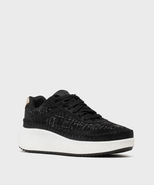 Baskets basses semelle plateforme et dessus textile élégant femme vue3 - 5 MILES - GEMO