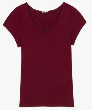 Tee-shirt de nuit femme grande taille avec col V bordé de dentelle vue4 - GEMO(HOMWR FEM) - GEMO