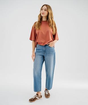 Jean barrel taille haute coloris délavé femme vue2 - GEMO(FEMME PAP) - GEMO