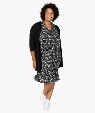 Robe femme imprimée à smocks et manches 3/4 vue5 - GEMO (G TAILLE) - GEMO