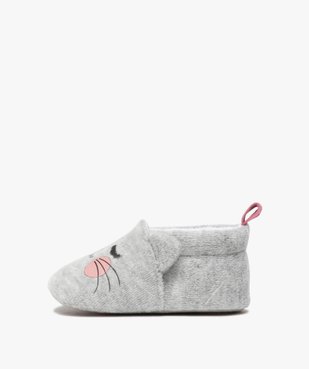 Chaussons de naissance bébé fille en velours motif chat vue3 - GEMO(BB COUCHE) - GEMO