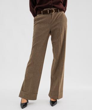 Pantalon de tailleur large et fluide avec ceinture femme vue1 - GEMO(FEMME PAP) - GEMO