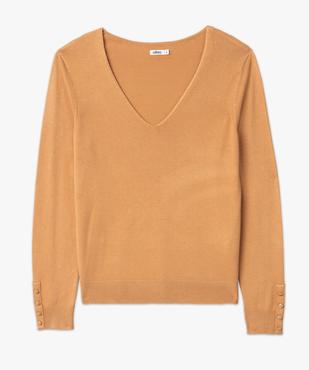 Pull en maille fine à col V et boutons fantaisie femme vue4 - GEMO 4G FEMME - GEMO