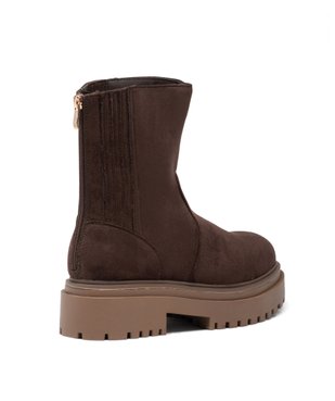 Boots en velours avec épaisse semelle crantée femme vue4 - GEMO (CASUAL) - GEMO