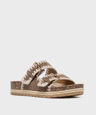 Mules à semelle plateforme et larges brides brodées femme - 5 Miles vue2 - 5 MILES - GEMO