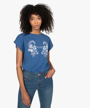 Tee-shirt femme à manches courtes avec motif fleuri vue1 - GEMO C4G FEMME - GEMO