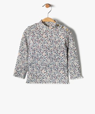 Tee-shirt bébé fille en maille côtelée à motifs fleuris - LuluCastagnette vue1 - LULUCASTAGNETTE - GEMO