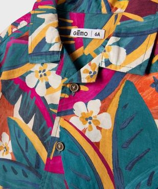 Chemise à manches courtes en coton texturé et imprimé garçon vue2 - GEMO (ENFANT) - GEMO