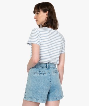 Tee-shirt femme rayé motif Mickey - Disney vue3 - DISNEY DTR - GEMO