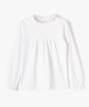 Tee-shirt fille à manches longues, plastron et col montant vue1 - GEMO (ENFANT) - GEMO