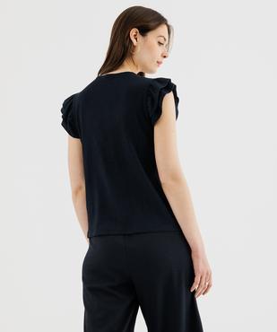 Tee-shirt à manches volantées et liens à nouer femme vue4 - GEMO(FEMME PAP) - GEMO