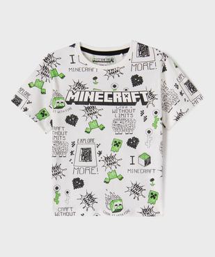 Tee-shirt manches courtes en coton imprimé all over garçon - Minecraft vue1 - MINECRAFT - GEMO