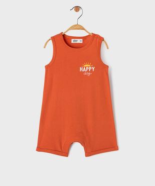 Combinaison courte avec inscription poitrine et dos bébé garçon vue1 - GEMO 4G BEBE - GEMO