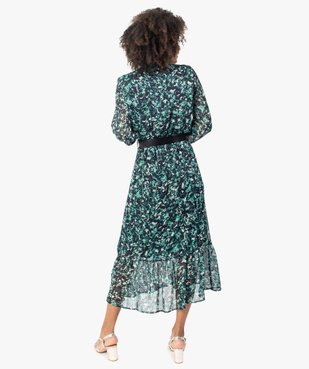 Robe femme longue en voile imprimé et grosse ceinture vue3 - GEMO(FEMME PAP) - GEMO