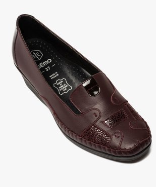 Mocassin femme confort en cuir avec talon compensé vue5 - GEMO (CONFORT) - GEMO