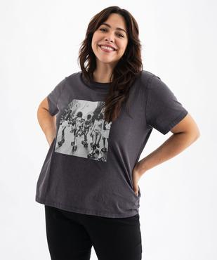 Tee-shirt manches courtes imprimé coloris unique femme grande taille vue1 - GEMO (G TAILLE) - GEMO