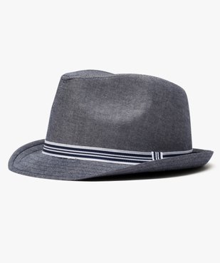 Chapeau homme trilby en chambray avec ruban rayé vue1 - GEMO (ACCESS) - GEMO