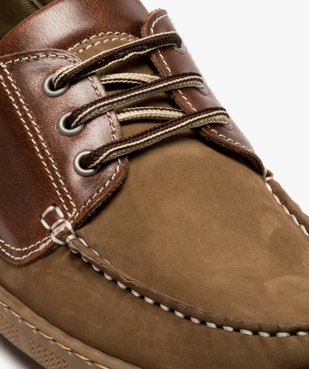 Chaussures bateau homme à lacets dessus cuir vue6 - GEMO (CONFORT) - GEMO