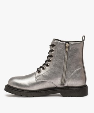 Bottines femme zippées à talon plat unies avec lacets vue3 - GEMO (CASUAL) - GEMO