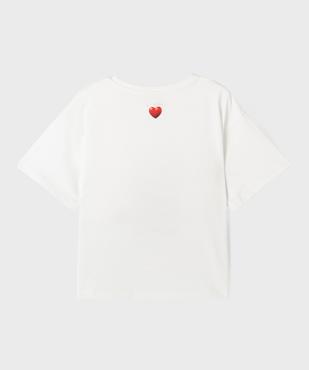 Tee-shirt manches courtes avec motif girly fille vue3 - GEMO 4G FILLE - GEMO