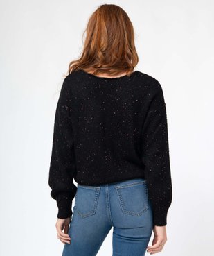 Pull femme coupe courte avec touches pailletées vue3 - GEMO(FEMME PAP) - GEMO